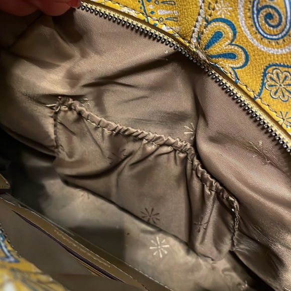 ISAAC MIZRAHI signature Bandana print yellow satchel handbag shoulder bag - Picture 13 of 15